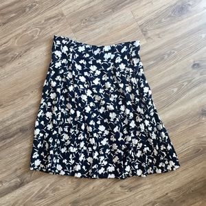 Vintage Saint Laurent Floral Pleated Skirt